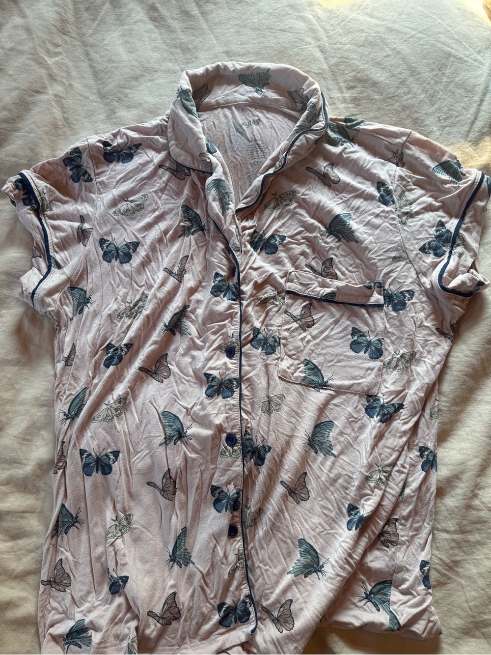 Kyte BABY Light Pink Short Sleeve Butterfly Pajama Top